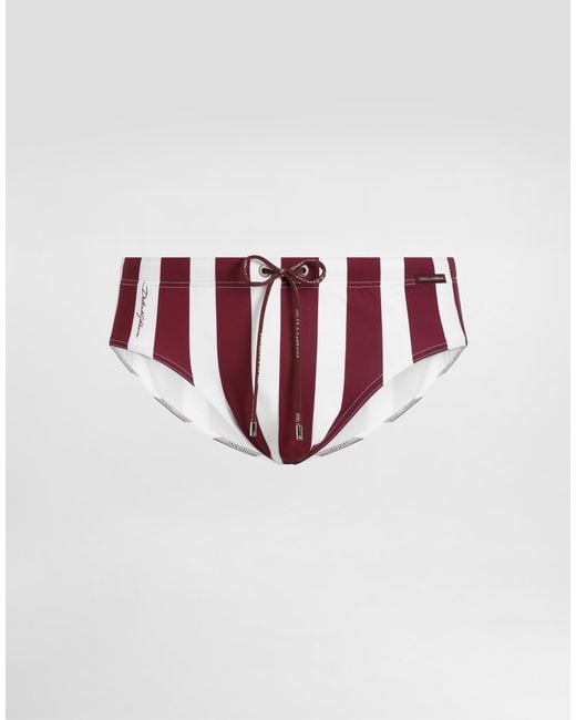 Dolce & Gabbana Multicolor Swim Briefs With High-Cut Leg And Striped Print for men
