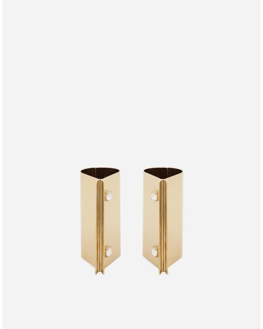 Dolce & Gabbana Natural Steife Manschetten Aus Metall Mit Strassknöpfen