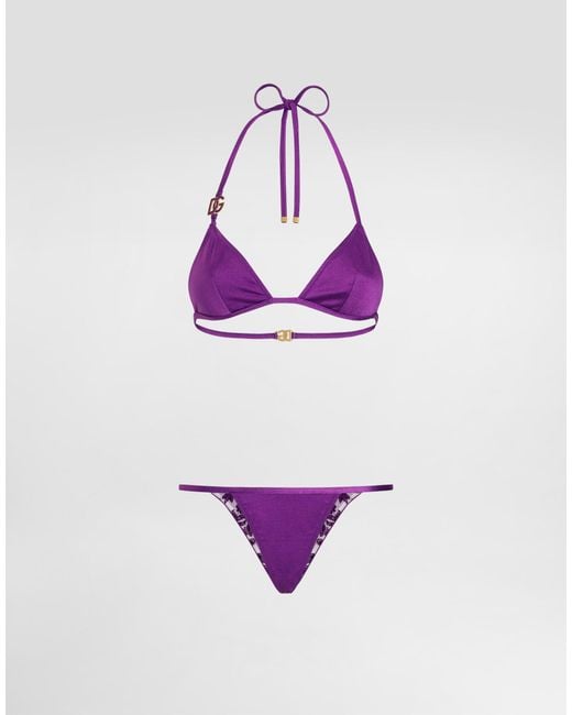 Dolce & Gabbana Purple Reversible Bikini Set