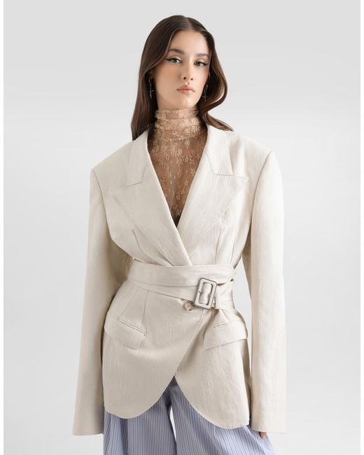 Dolce & Gabbana Natural Single-Breasted Taormina Jacket