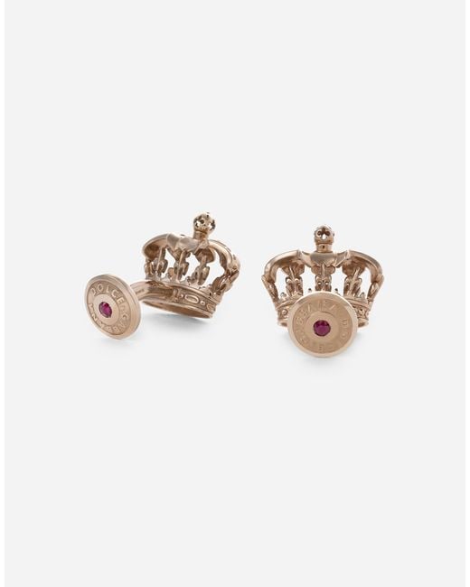Dolce & Gabbana White Crown Cufflinks With Diamonds for men