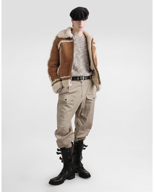 メンズ Dolce & Gabbana Sheepskin Jacket Natural