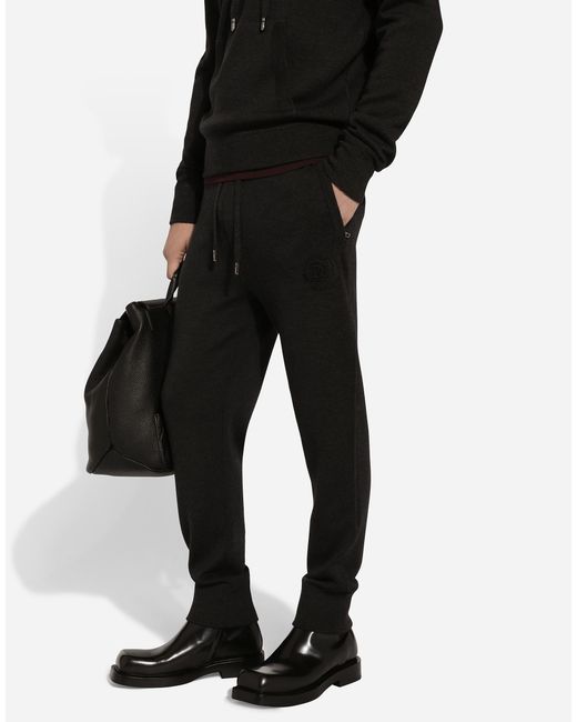 Dolce & Gabbana Black Wool Jogging Pants for men