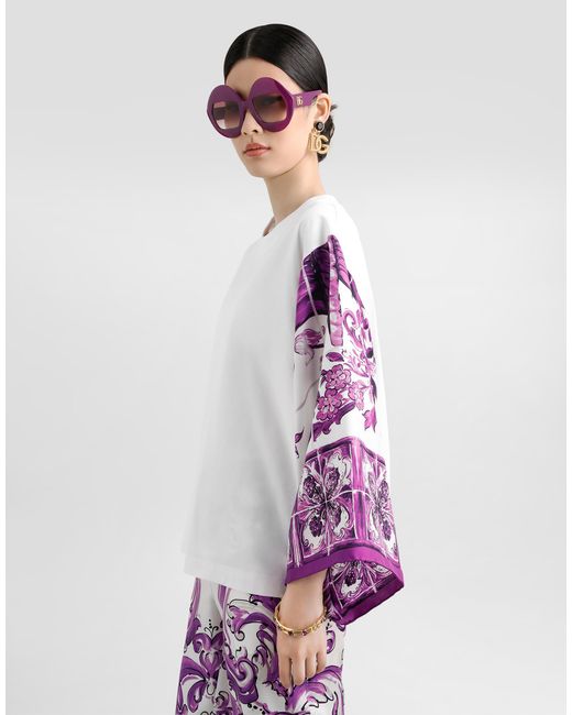 Dolce & Gabbana Pink T-Shirt With Silk Foulard Sleeves