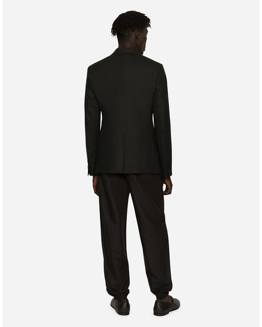 メンズ Dolce & Gabbana シングルブレストブレザー タオルミーナフィット リネン Black