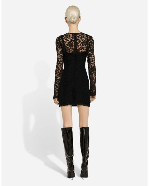 Dolce & Gabbana ショートドレス コードレース＆ジャージーパネル Black
