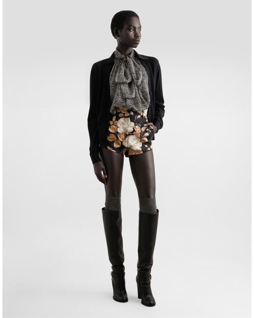 Dolce & Gabbana Multicolor Vintage Rose- Brocade Shorts