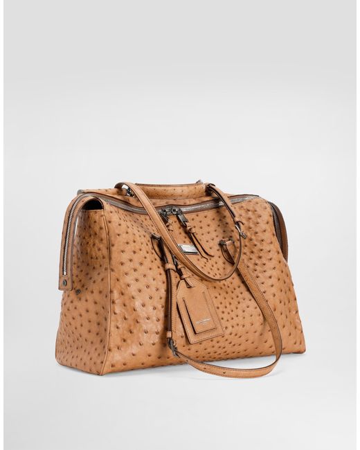 Dolce & Gabbana Brown Vittoria Ostrich Leather Handbag for men