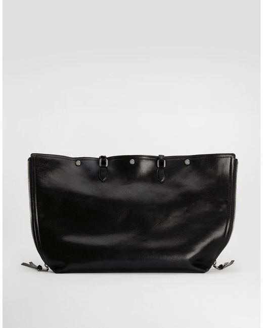 Dolce & Gabbana Black Atene Calfskin Shopping Bag for men