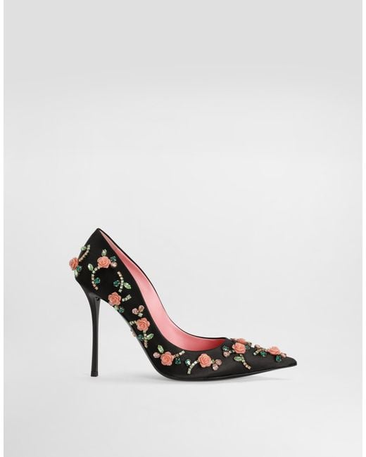 Dolce & Gabbana White Satin Pumps With Embellishments