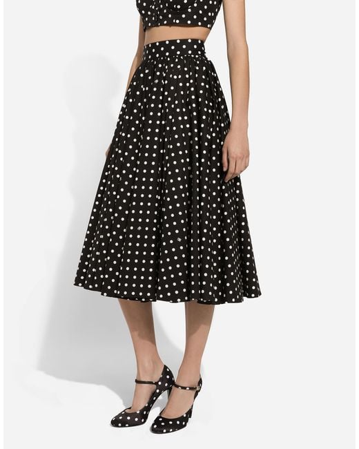 【DOLCE&GABBANA】ドットプリント サーキュラースカードドレス プリのウィメンズ ドットプリント シャルムーズ ロンゲット