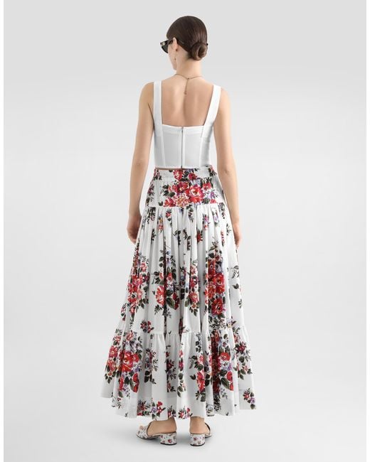 Dolce & Gabbana White Shaper Corset Bustier In Lace And Jacquard