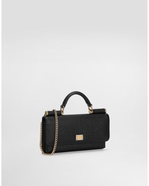 Dolce & Gabbana Black Dauphine-Print Calfskin Mini Bag