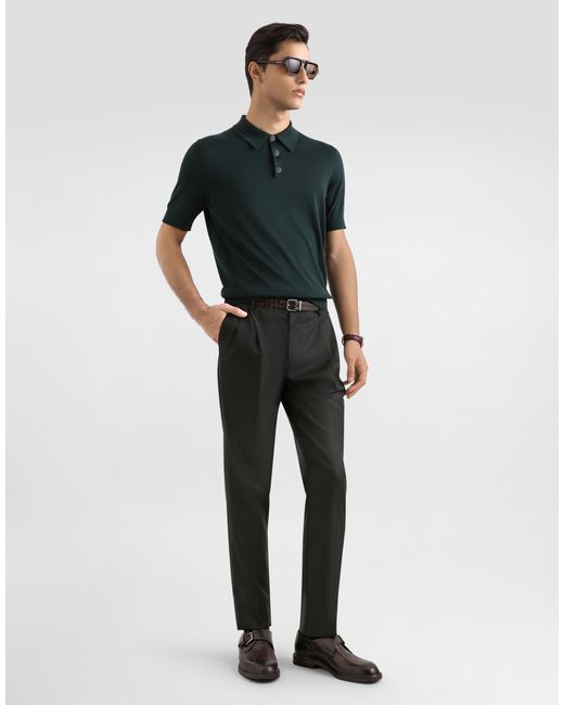 Dolce & Gabbana Black Virgin Wool Trousers for men