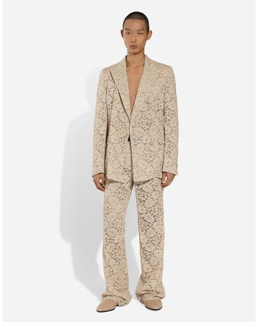 Pantalón De Encaje Cordonetto Dolce & Gabbana de hombre de color Natural