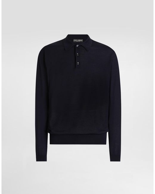 Dolce & Gabbana Blue Cashmere Polo Shirt for men