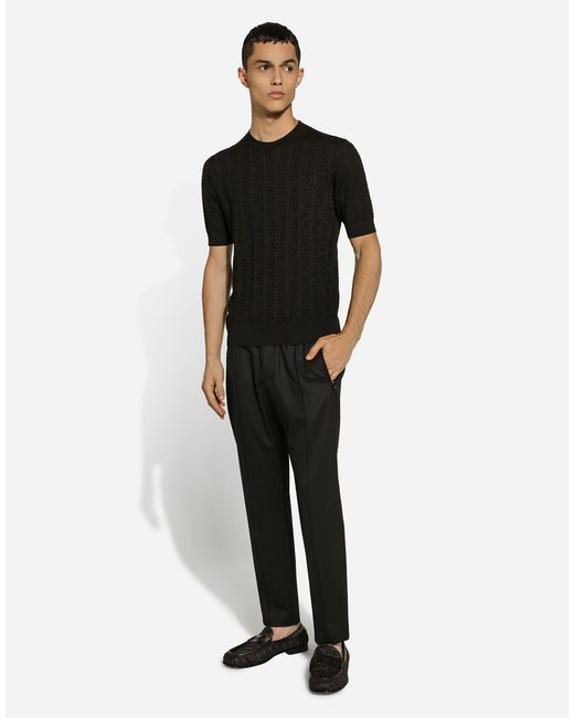 Dolce & Gabbana Black Wool Jogging Pants for men