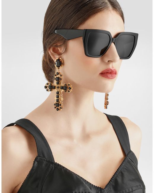 Orecchini A Clip Con Croci di Dolce & Gabbana in Multicolor