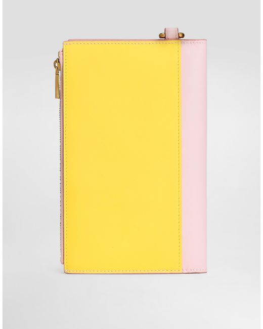 Dolce & Gabbana Pink Calfskin Passport Holder With Dg Logo