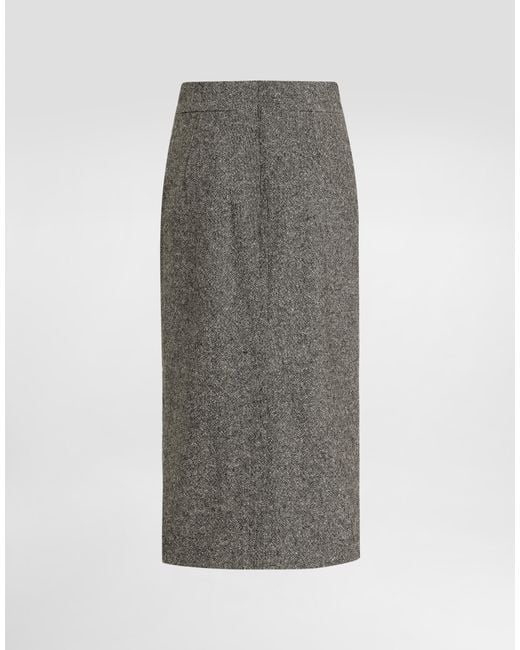 Dolce & Gabbana Gray Dotted Wool Skirt