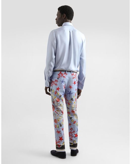 Dolce & Gabbana Blue Silk Dress Shirt for men