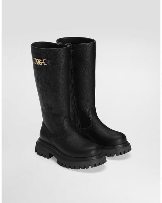 Dolce & Gabbana Black Calfskin Boots
