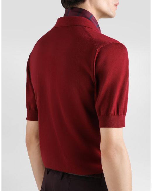 Dolce & Gabbana Red Cashmere Polo Shirt for men