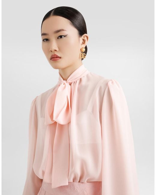 Dolce & Gabbana Pink Silk Georgette Top