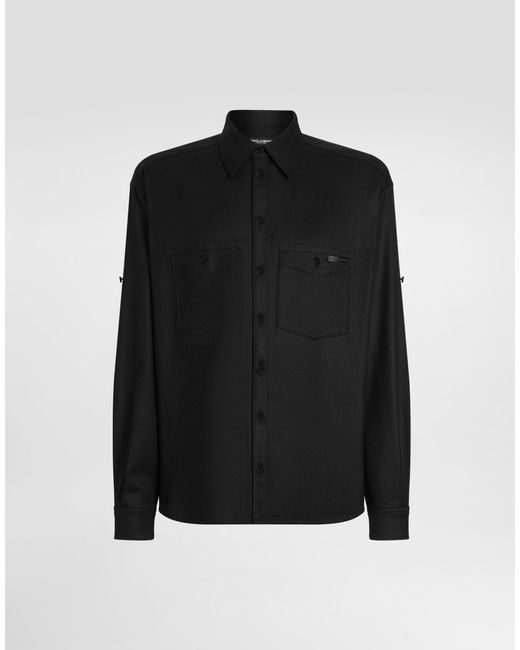 Dolce & Gabbana Black Oversized Flannel Shirt for men