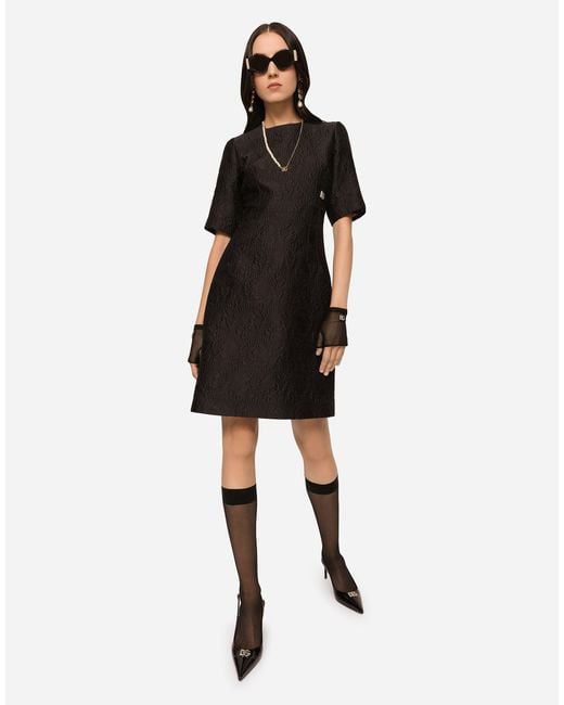 Dolce & Gabbana Black Fit-And-Flare Midi Dress