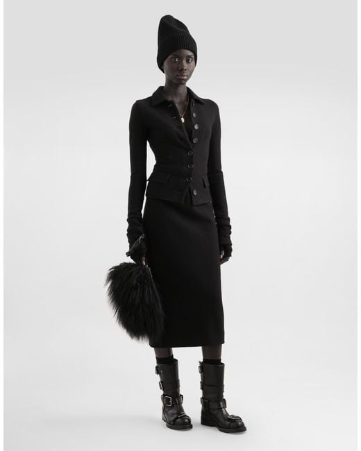 Dolce & Gabbana Black Single-Breastedwool Cloth Jacket