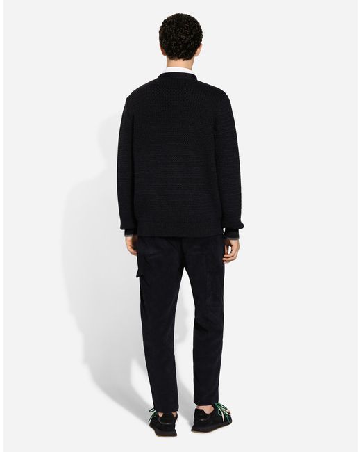 Dolce & Gabbana Handgefertigter Cardigan Aus Wolle in Black für Herren