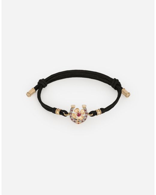メンズ Dolce & Gabbana Good Luck ブレスレット イエロー＆ホワイトゴールド Black