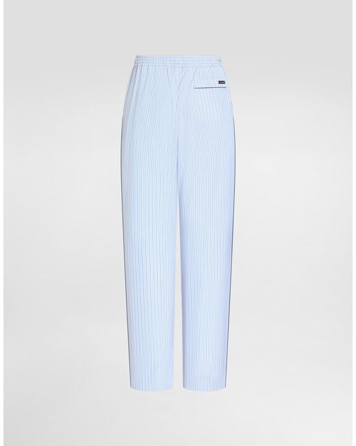 Dolce & Gabbana Blue Striped Poplin Trousers for men