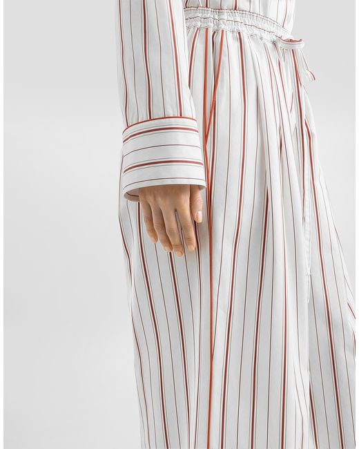 Dolce & Gabbana White Striped Poplin Trousers