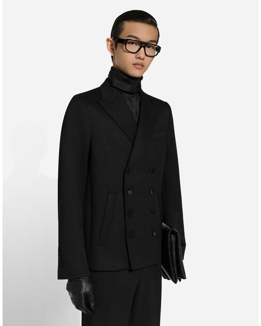 Chaqueta De Botonadura Doble De Raso Bordado Dolce & Gabbana de hombre de color Black