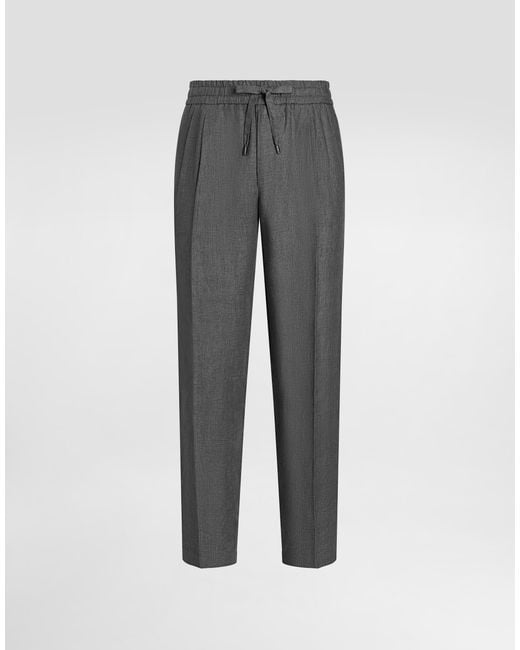 Dolce & Gabbana Gray Washed Linen Canvas Jogging Trousers for men