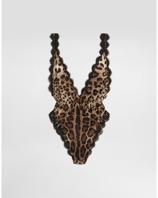 Dolce & Gabbana Multicolor Leo- Satin Bodysuit