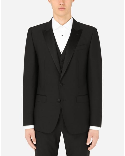 Dolce & Gabbana Black 3-Piece Wool Suit for men