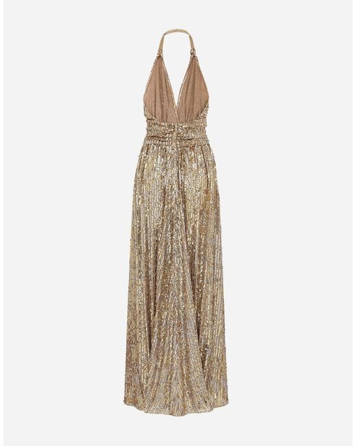 Dolce & Gabbana Natural Sequin-Detail Maxi Dress