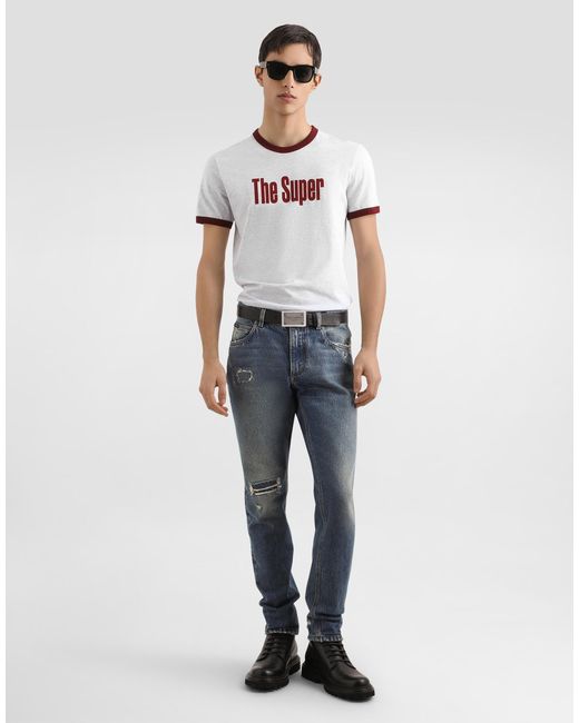 メンズ Dolce & Gabbana Regular Cotton Jeans Blue