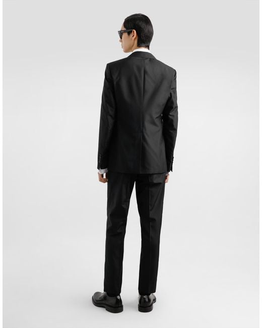Dolce & Gabbana Black Deconstructed Single-Breasted Silk Suit for men
