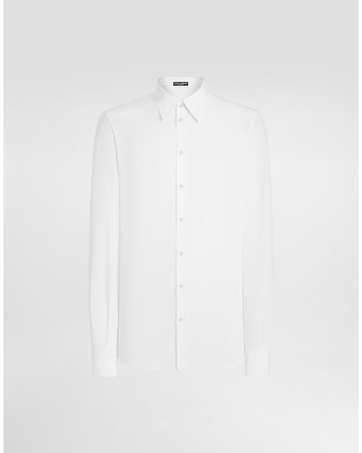 Dolce & Gabbana White Silk Crêpe De Chine Martini Shirt for men