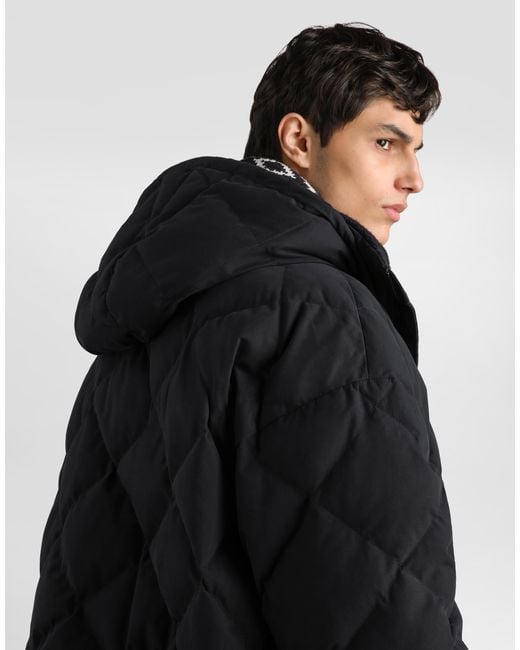 Dolce & Gabbana Black Quilted Cotton Padded Jacket for men