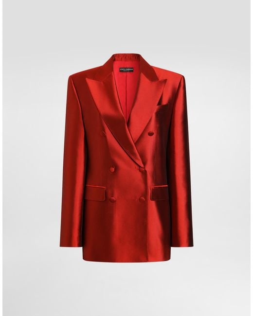 Dolce & Gabbana Red Double-Breasted Mikado Jacket