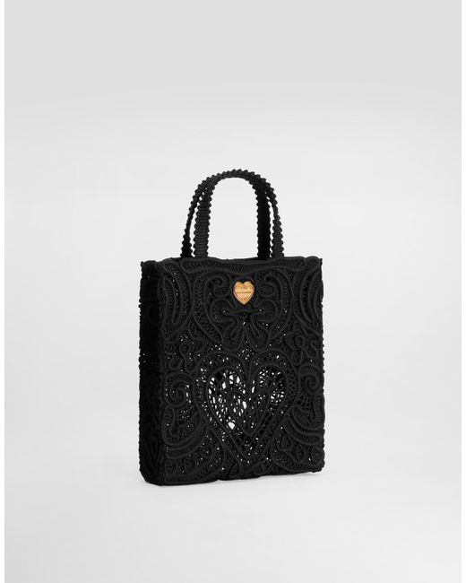 Dolce & Gabbana Black Small Cordonetto Lace Beatrice Bag