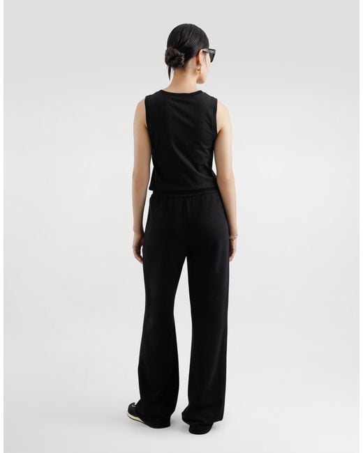Dolce & Gabbana Black Oversize Jersey Tank Top With Dg Logo Embroidery