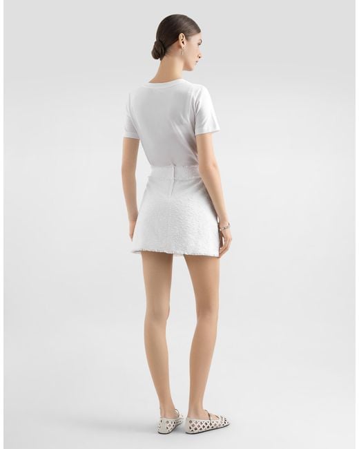 Dolce & Gabbana White Jersey T-Shirt With Dg Logo Patch
