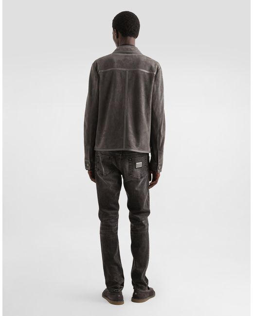 Dolce & Gabbana Gray Lamb-Suede Jacket for men