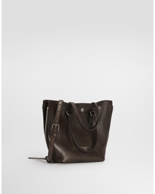 Dolce & Gabbana White Atene Tempesta Calfskin Shopping Bag for men